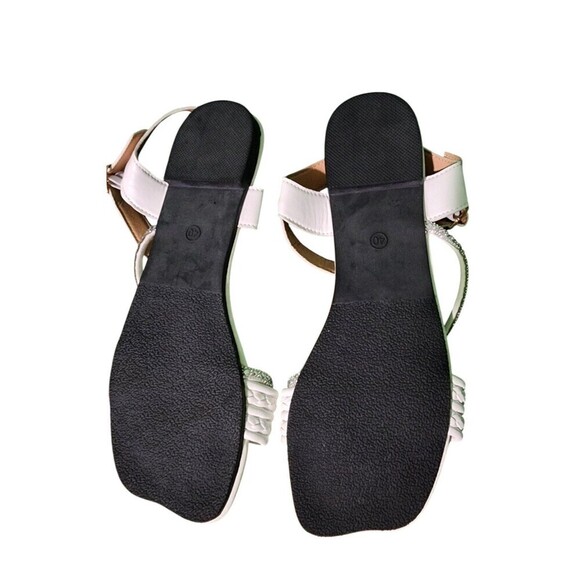 Women's Solid Color Open-Toe Flat Sandals White Size 8 - Picture 6 of 7